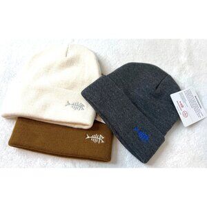 BASSDASH Lot 3 NEW Knit Beanie Hats Soft Warm Unisex Cuffed Beanies Brown Cream
